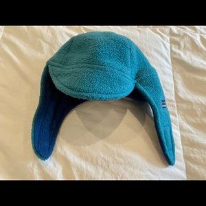 Patagonia kids size small fleece hat, with brim and ear flaps